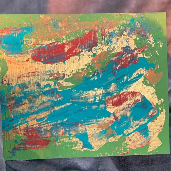 NEW Original Artwork olive, gold, teal 8”x10” - Picture 3 of 10